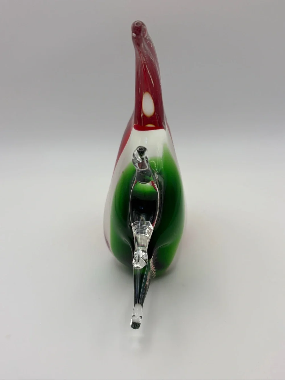 Pair Hand Blown Art Glass Angelfish Figurines Red Blue Green Clear Unsigned